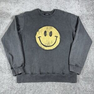 Zutter USA Sweatshirt Women's Medium Washed Black Crew Neck Smiley Face